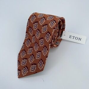Eton Tie Men One Size Multi Patterned Silk Classic Luxury Necktie Italy Made NWT